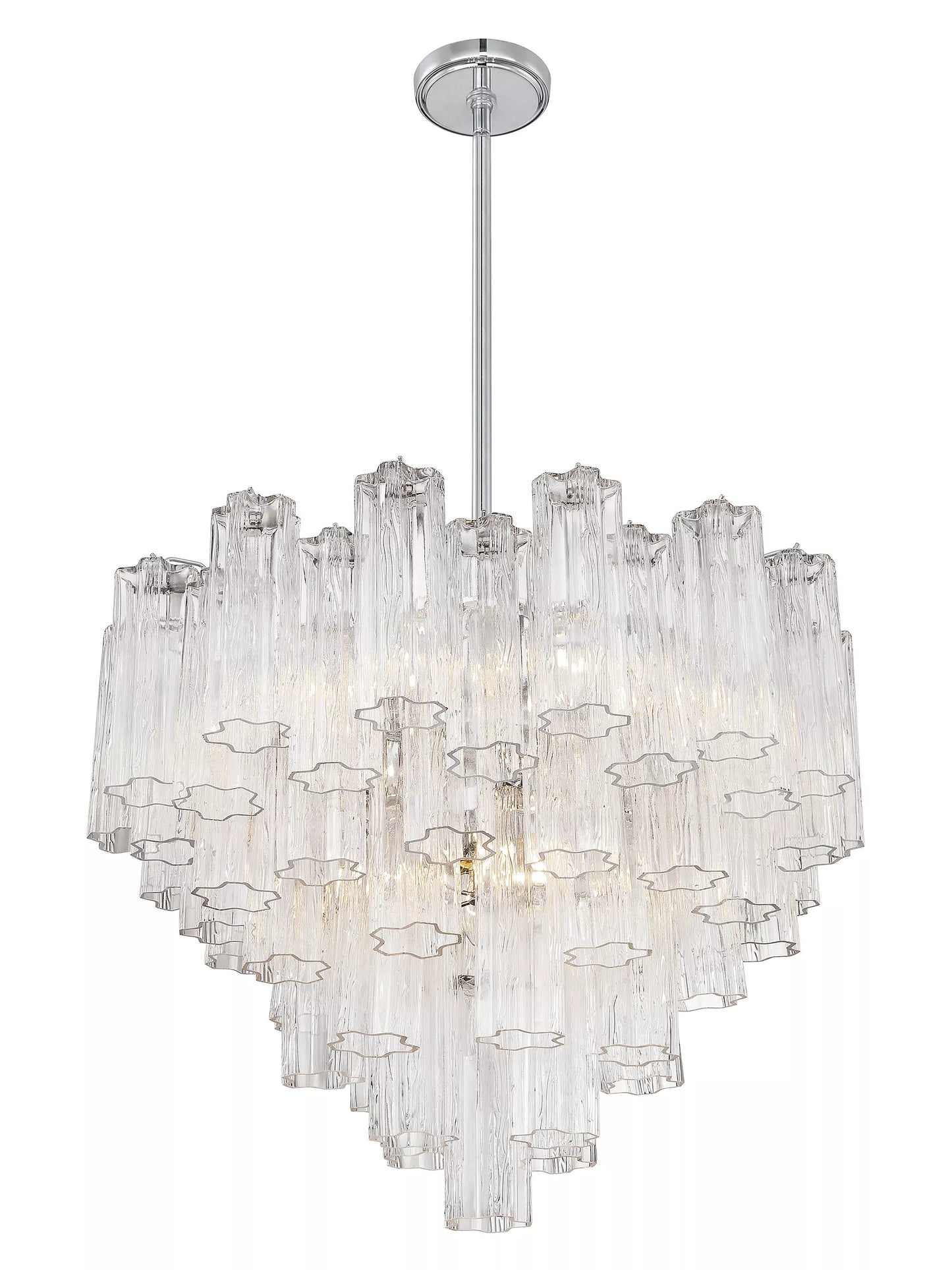 Lustre tubulaire moderne en verre à plusieurs niveaux pour plafond bas