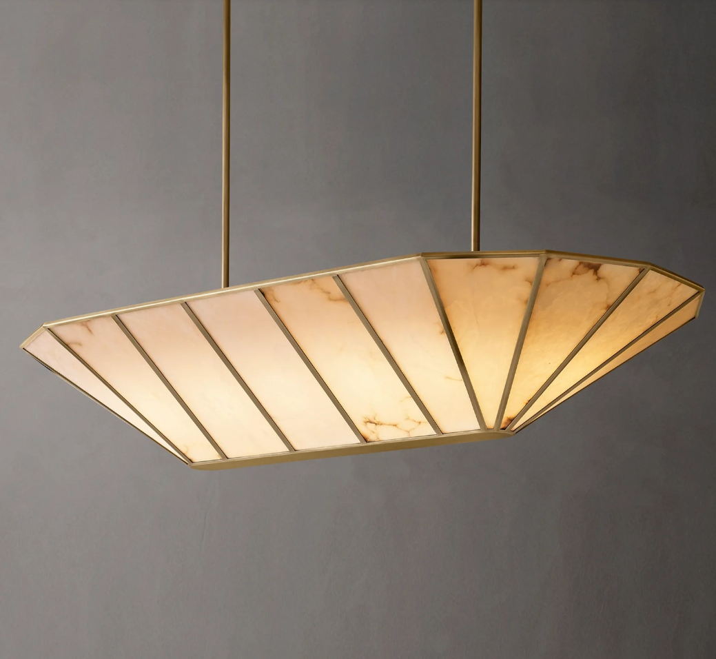 Modern Linear Alabaster Chandelier for Dining Room