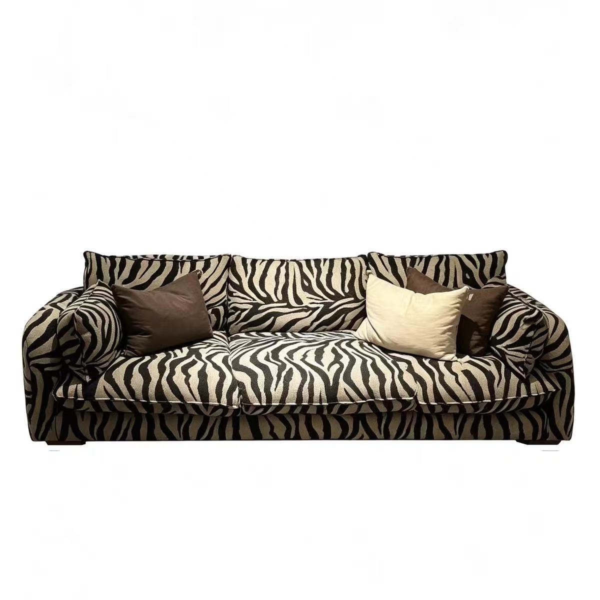Statement Zebra‑Stripe Upholstered Modular Sofa System
