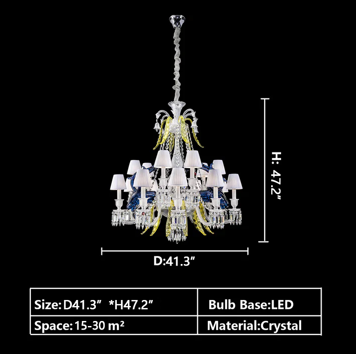 Traditional Colorful Candle Branch Blue Deer Crystal Chandelier for Living Room/Dining Room