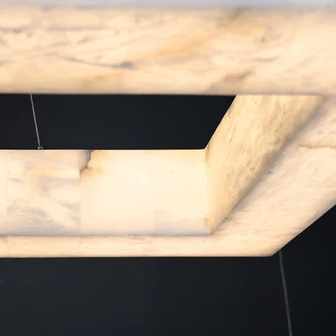 Lustre rectangulaire moderne en albâtre pour salle à manger