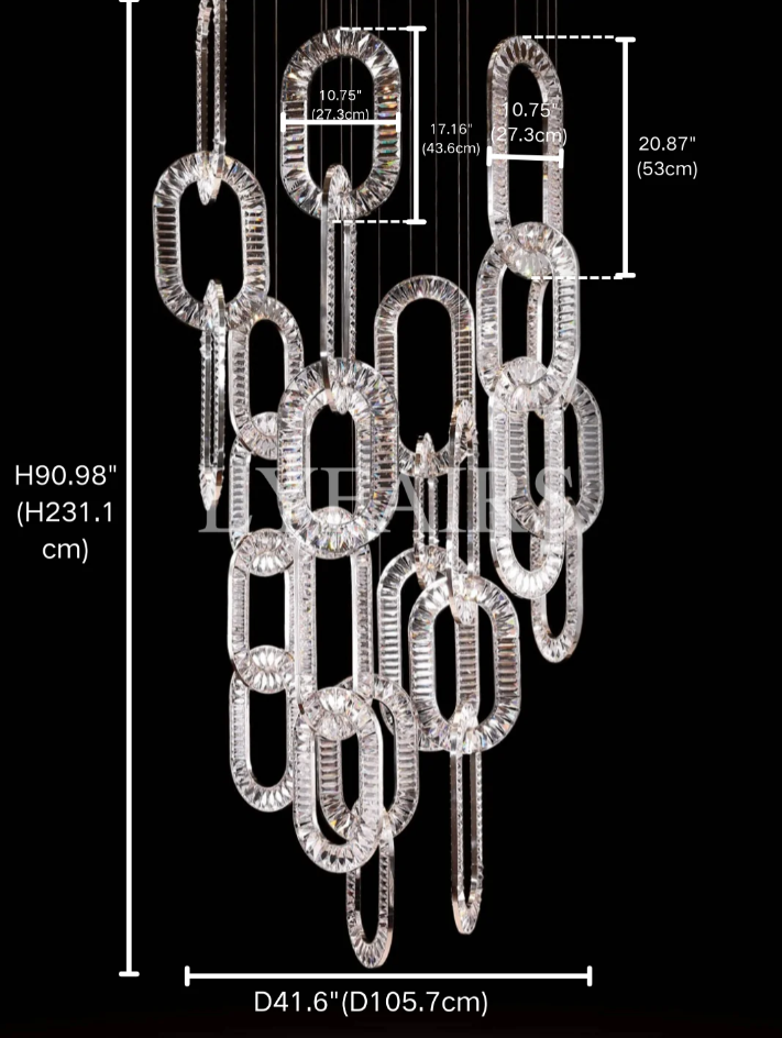Modern Luxury Crystal Chain Cluster Chandelier for High Ceiling/Dining Room
