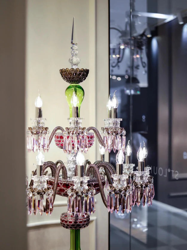 Lampadaire de luxe en cristal coloré à 18 lumières