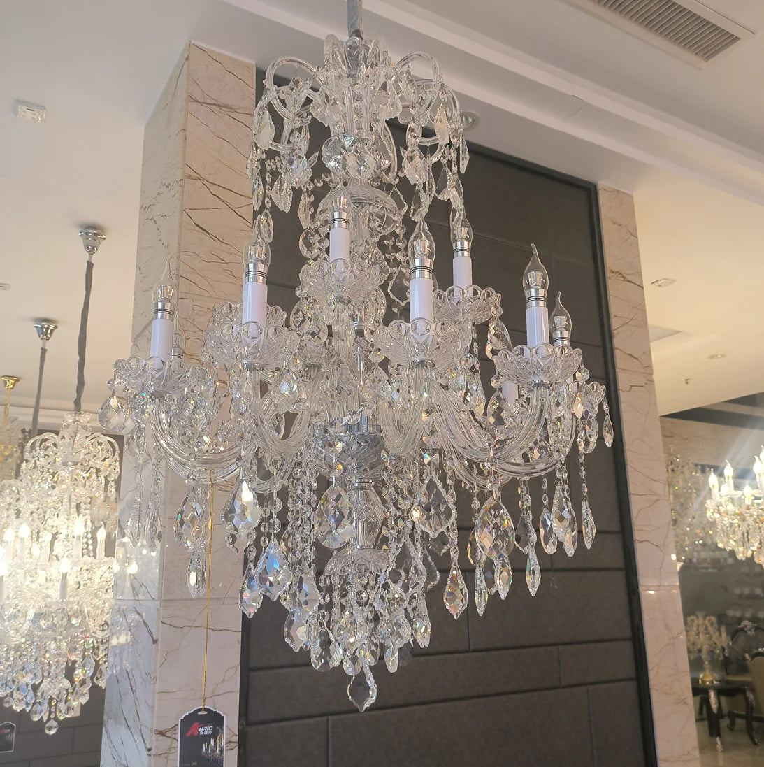 Lampadario di lusso in cristallo trasparente classico per atrio/scala/ingresso/corridoio