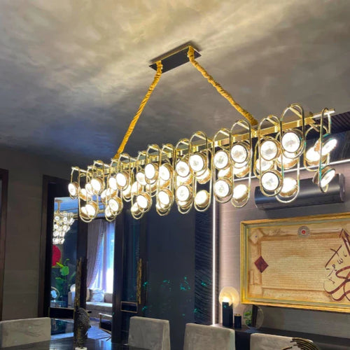 Lustre rectangulaire moderne en cristal pour salle à manger
