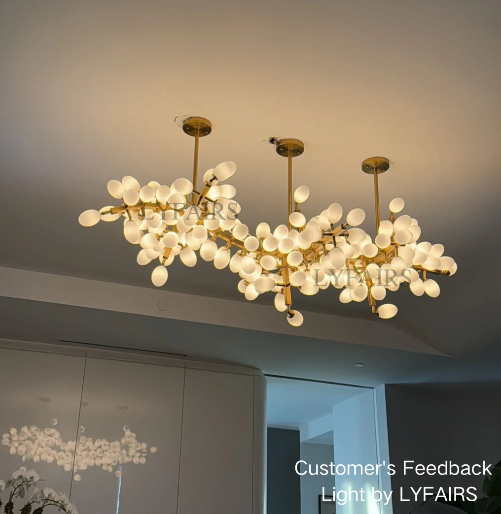 Light Luxury Nordic Creative Art Designer Pure White Grape Chandelier for Living/Dining Room
