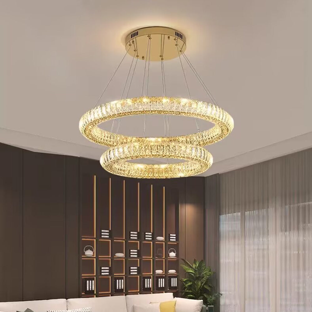 Extra Large Luxury Multi-Layer Rings Crystal Pendant Chandelier for Li ...