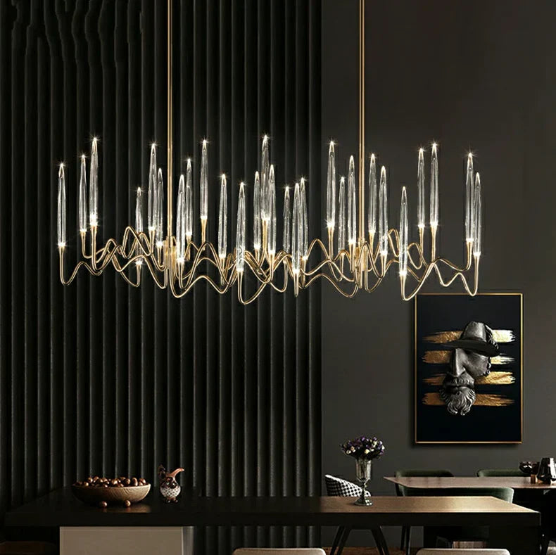 Lustre en cristal style chandelier du milieu du siècle pour salle à manger