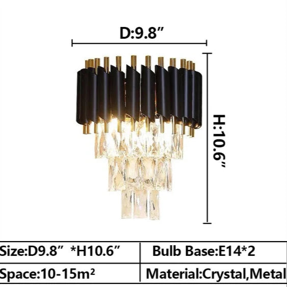 Modern Elegant Tiered Crystal Wall Light for Bedroom/Living Room/Dining Room