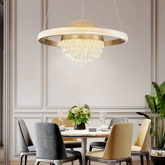 Light Luxury Planetary Chandelier in Brass Finish for Dining Room
