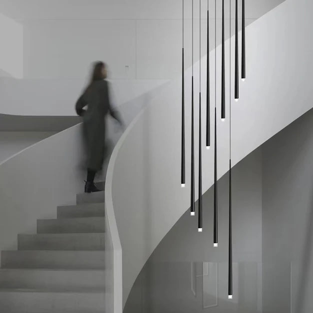 Lustre conique moderne minimaliste pour salle à manger, salon, plafond, duplex ou escalier en colimaçon