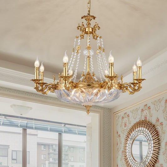 European Style Luxury Crystal Pendant Candle Chandelier for Living Room/Foyer/Entries/Hallway