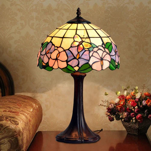Tiffany American Vintage Style Stained Glass Table Lamps for Bedside/Living Room/Bar