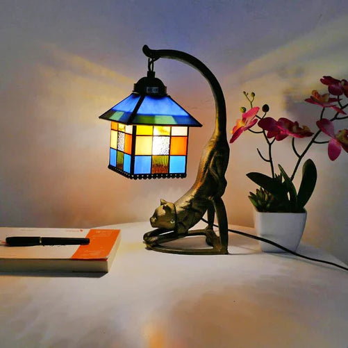 Tiffany Colorful Glass Light Art Table Lamps for Study/Bedroom/Living Room