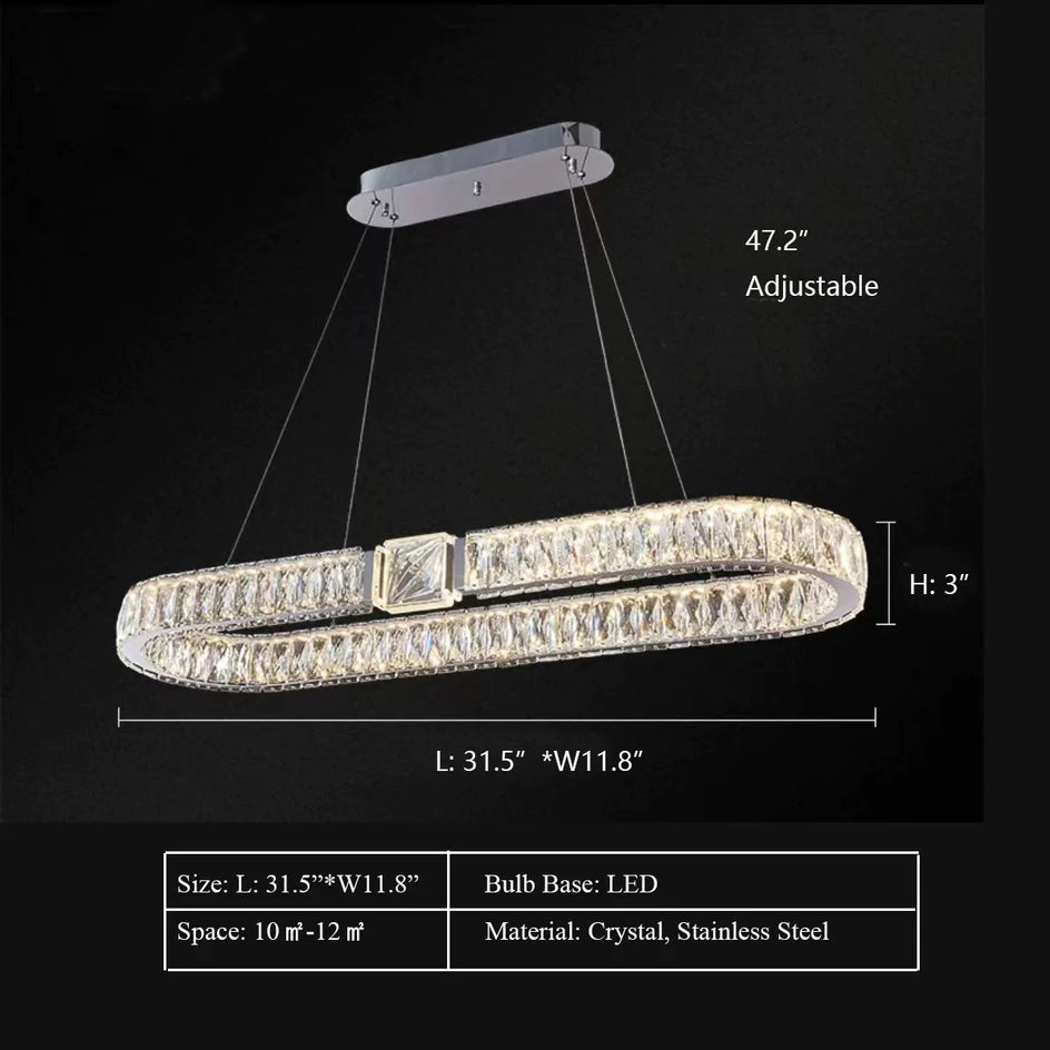 Lampadario moderno con ciondolo a forma di anello di cristallo, di lusso e leggero, adatto per soggiorno/sala da pranzo/camera da letto.