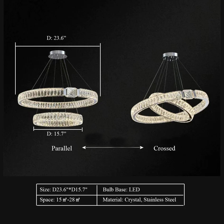 Lampadario moderno con ciondolo a forma di anello di cristallo, di lusso e leggero, adatto per soggiorno/sala da pranzo/camera da letto.