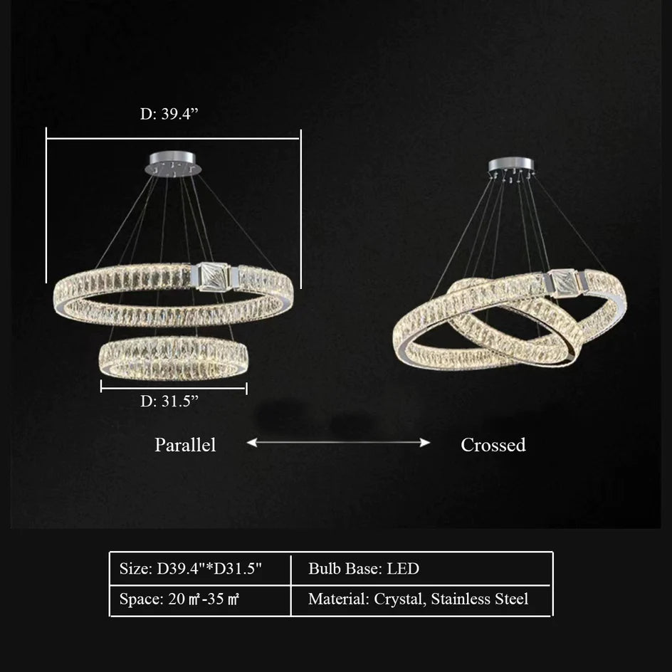 Lampadario moderno con ciondolo a forma di anello di cristallo, di lusso e leggero, adatto per soggiorno/sala da pranzo/camera da letto.