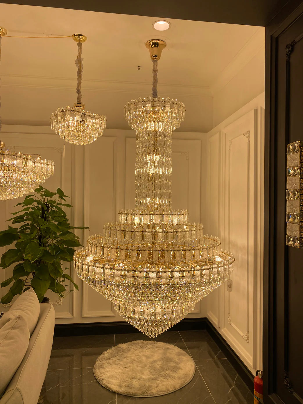 Lampadario di cristallo di lusso extra large a più livelli per scale/ingresso/soggiorno