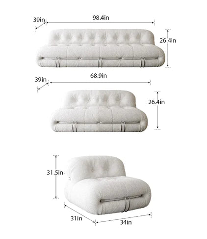 Divano italiano retrò dalla forma unica con denti in acciaio