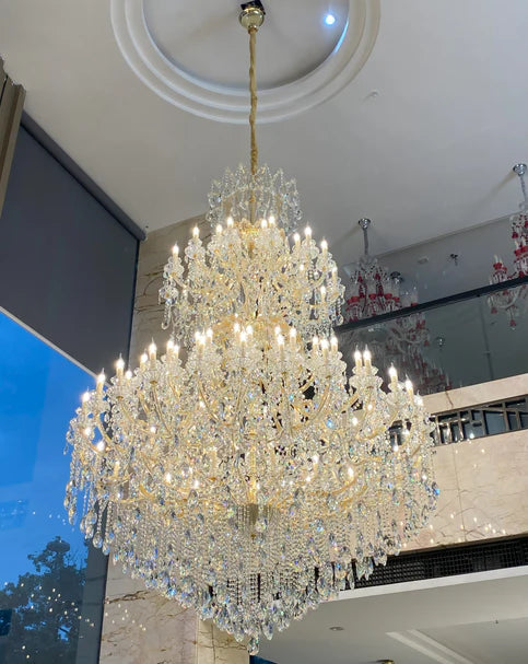 Traditional Clear White Candle Crystal Chandelier for Staircase/Foyer/Living Room/Villa
