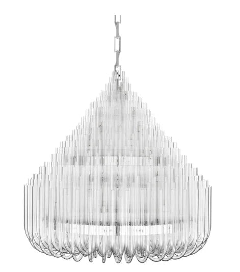 Lampadario moderno extra large a tubi di vetro trasparente per soggiorno/hall di hotel