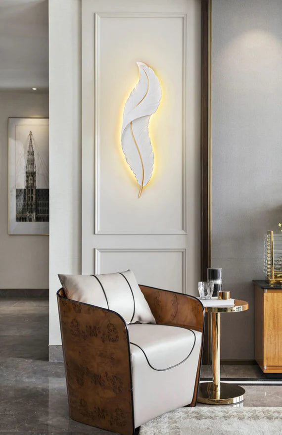 Light Luxury Creative White Feather Wall Light For Living Room/Bedside/Foyer