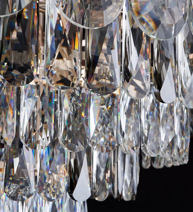 Lustre à plusieurs niveaux en cristal transparent surdimensionné, idéal pour le salon, la salle à manger ou la chambre à coucher