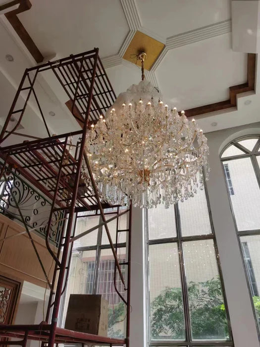 Lustre en cristal géant à bougie pour plafond haut
