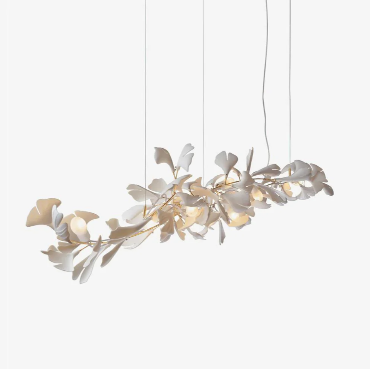 Lustre linéaire en céramique Ginkgo pour salle à manger/îlot de cuisine