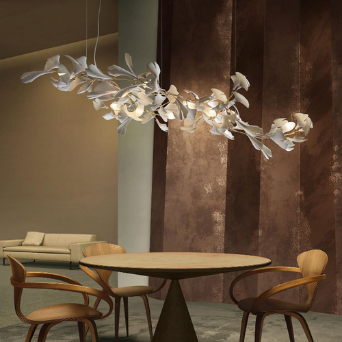 Lustre linéaire en céramique Ginkgo pour salle à manger/îlot de cuisine