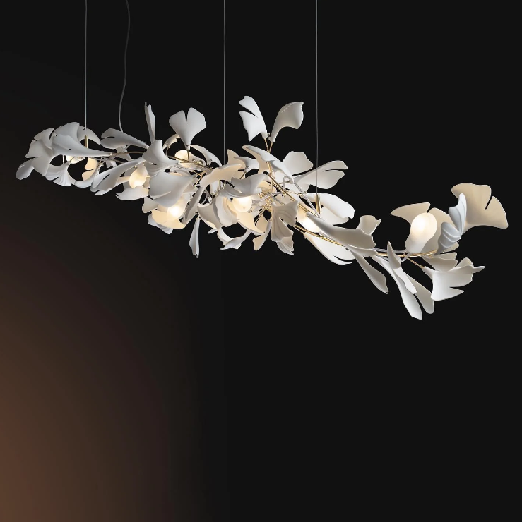 Lustre linéaire en céramique Ginkgo pour salle à manger/îlot de cuisine