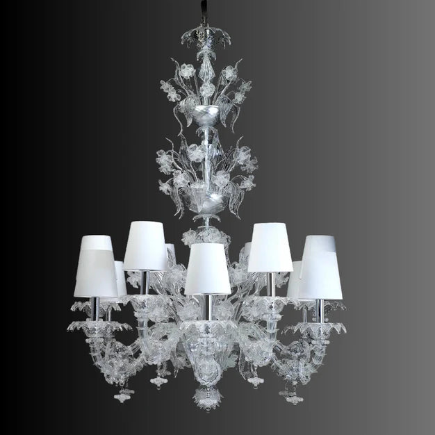 Lampadario di lusso a forma di fiore in cristallo con paralume per soggiorno/scala/hotel