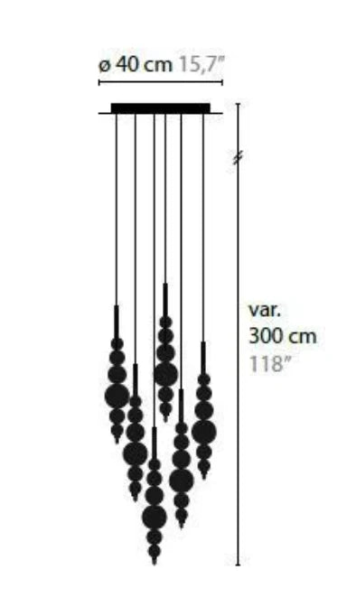 Lampada a sospensione moderna e creativa in vetro a grappolo nero/oro