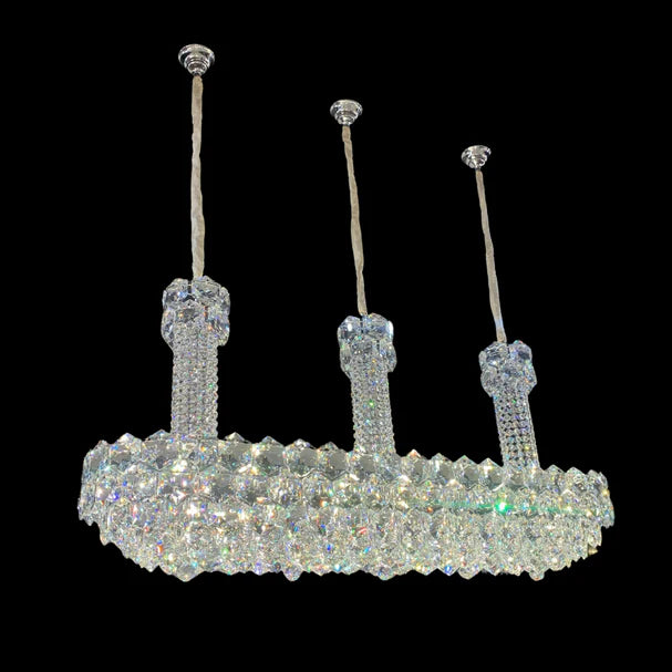 Lustre hexagonal linéaire de luxe en cristal pour salle à manger