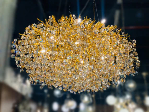 Lustre en cristal de luxe moderne et léger pour salle à manger/salon