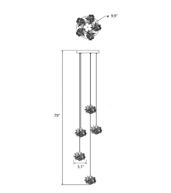 Lampadario di cristallo galleggiante di lusso per scale/atrio