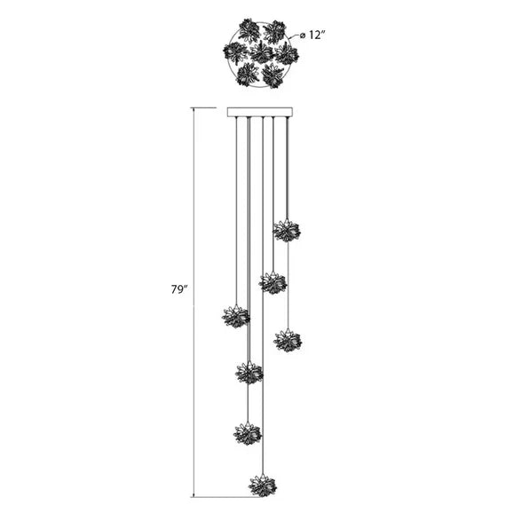 Lampadario di cristallo galleggiante di lusso per scale/atrio