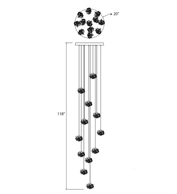 Lampadario di cristallo galleggiante di lusso per scale/atrio