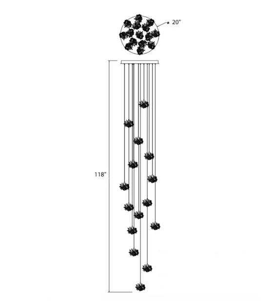 Lampadario di cristallo galleggiante di lusso per scale/atrio