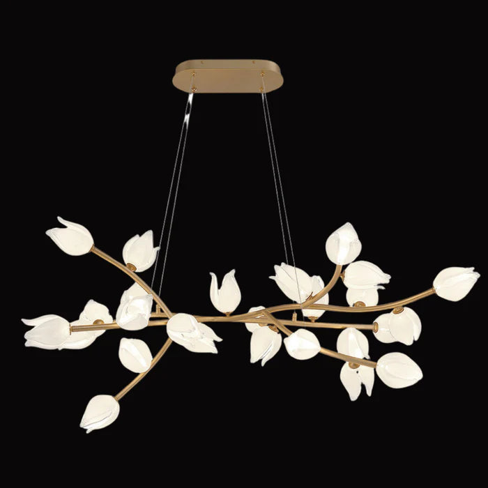 Lustre en verre à fleurs linéaires d'art moderne pour salle à manger