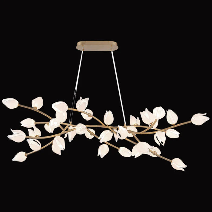 Lustre en verre à fleurs linéaires d'art moderne pour salle à manger