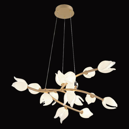 Lustre moderne en forme de branche de fleur en verre pour plafond bas