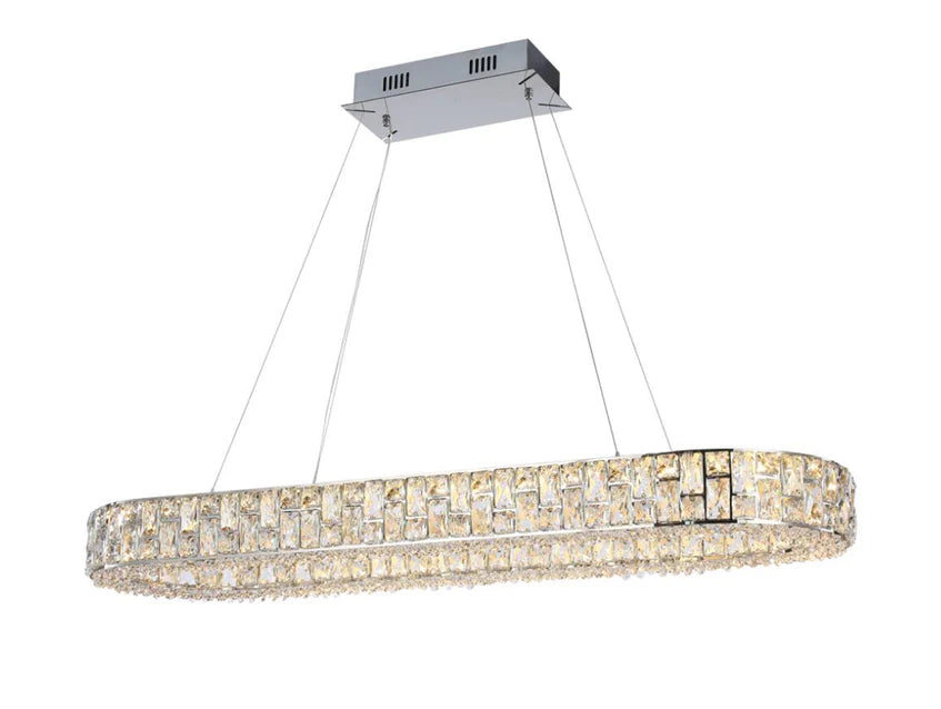 Lustre en cristal rond/ovale de luxe léger pour salon/salle à manger/îlot de cuisine