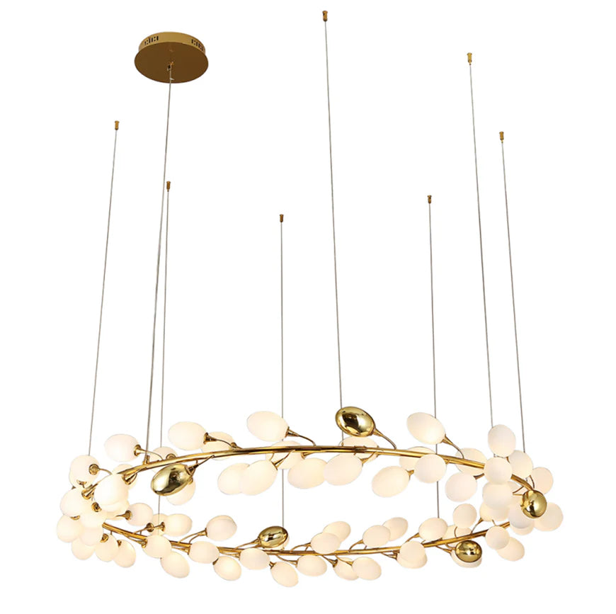 Modern Nordic Creative Art Designer Ring/Linear Pure White Grape Chandelier for Living/Dining Room