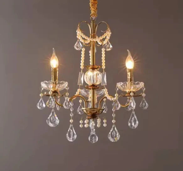 Lampadario a candela vintage in ottone perlato in stile principessa per camera da letto/ristorante/L