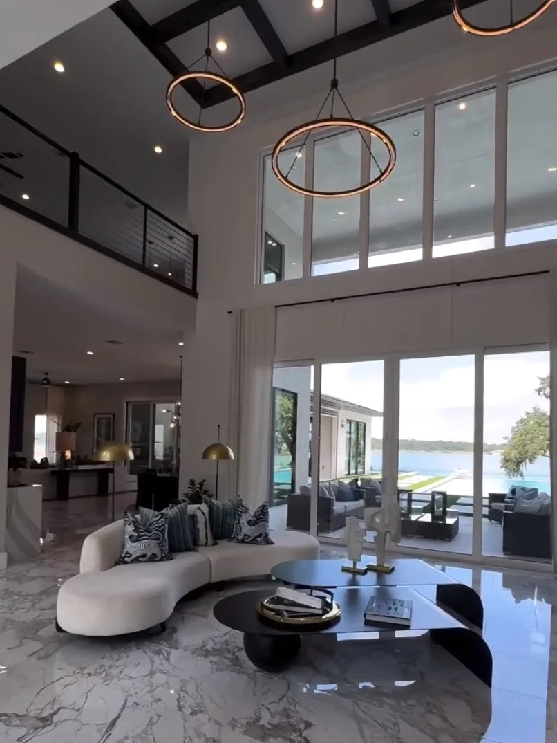 Bague moderne et simple en acier inoxydable noir pour salon, chambre, bureau ou restaurant