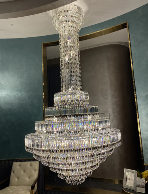 Lampadario di cristallo di lusso con foglie in stile impero per scale/ingresso/soggiorno