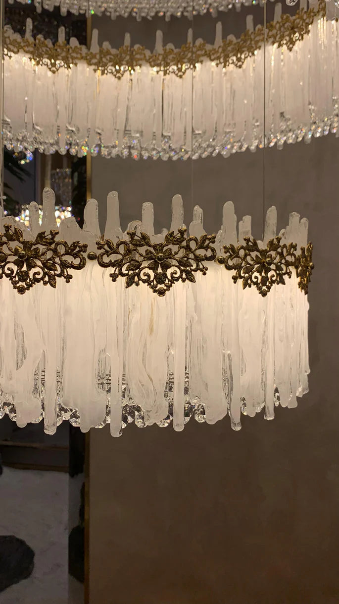 Lampadario in vetro di ghiaccio fuso dal design moderno per soggiorno/sala da pranzo/camera da letto/scala/ingresso
