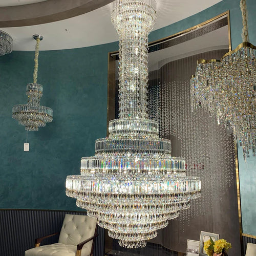 Lampadario di cristallo di lusso con foglie in stile impero per scale/ingresso/soggiorno