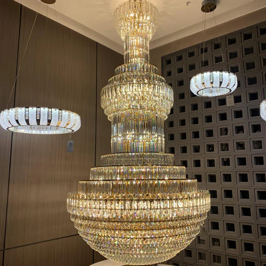 Lampadario di cristallo di lusso Golden Era Grand Fountain per scale/ingresso/soggiorno